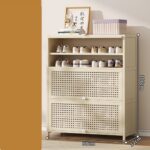 Zapatero de bambú 80×32×106cm  Blanco