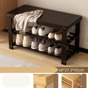 Zapatero de bambú 68×28×45cm  Negro