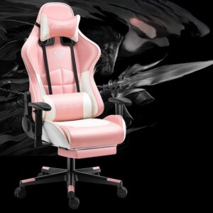 Silla Gamer Ergonómica Plástico Y Cuero Sintetico Rosado YT-011