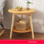 Mesa Auxiliar Noche Color Madera Melamina Diametro 48cm 60cm Doble Nivel