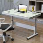 Escritorio Ajustable en Altura Manual Vidrio Templado/Metal 120*60cm Blanco
