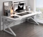 Escritorio para Gaming Metal/Melamina 120*60*75cm Blanco