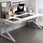 Escritorio para Gaming Metal/Melamina 120*60*75cm Blanco